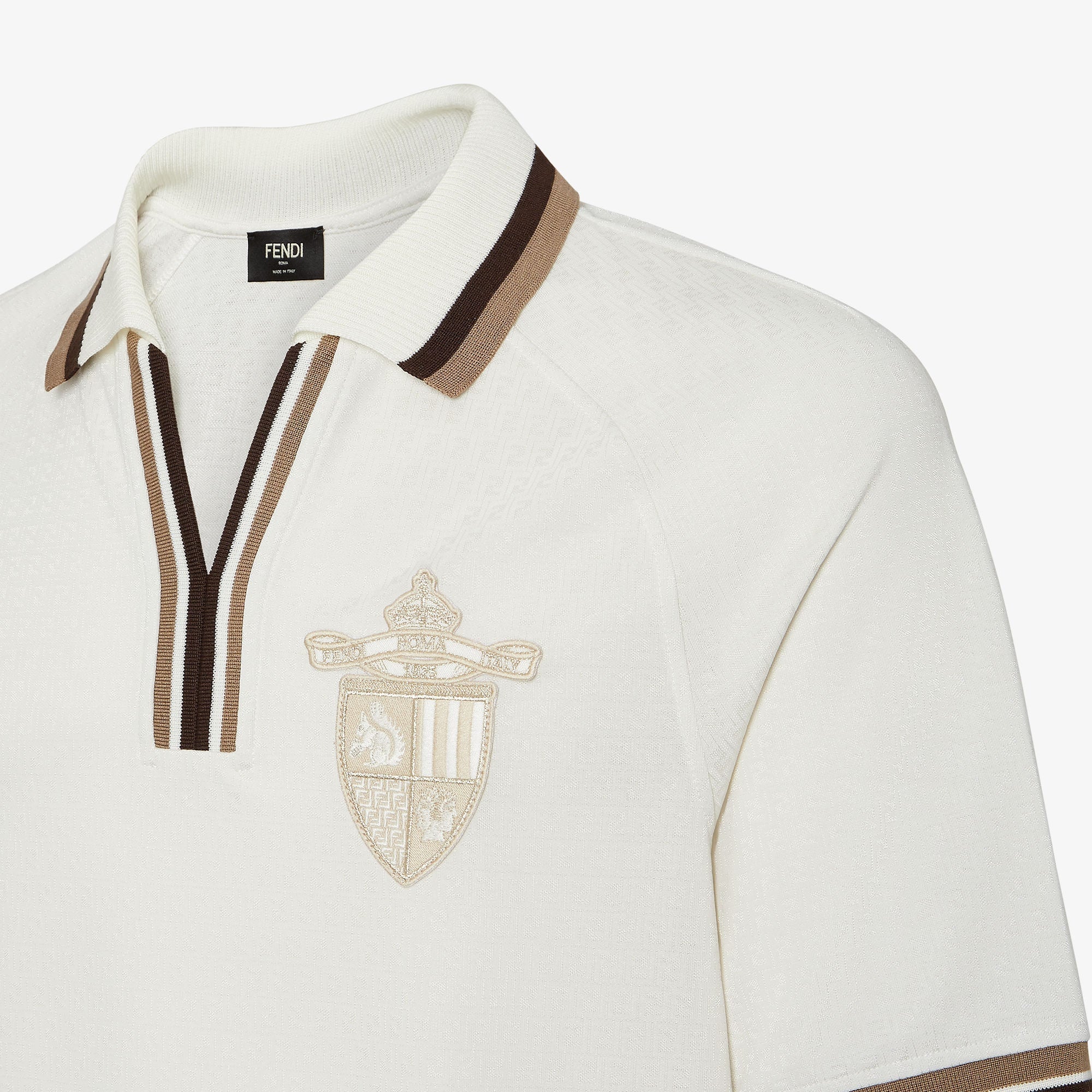 Fendi white jacquard polo shirt