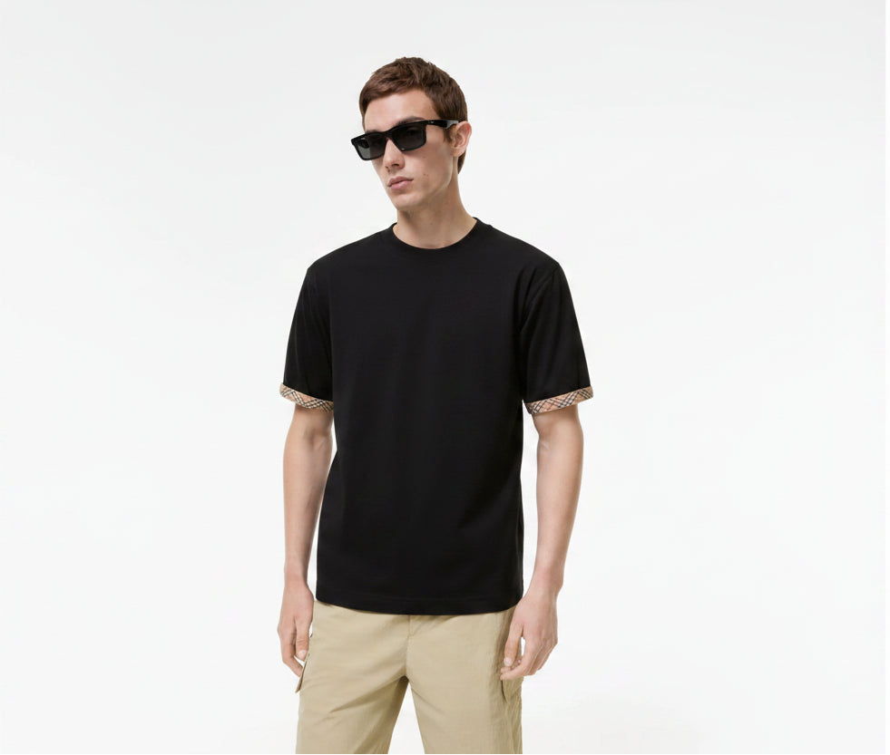 Burberry Check Trim Cotton T-shirt