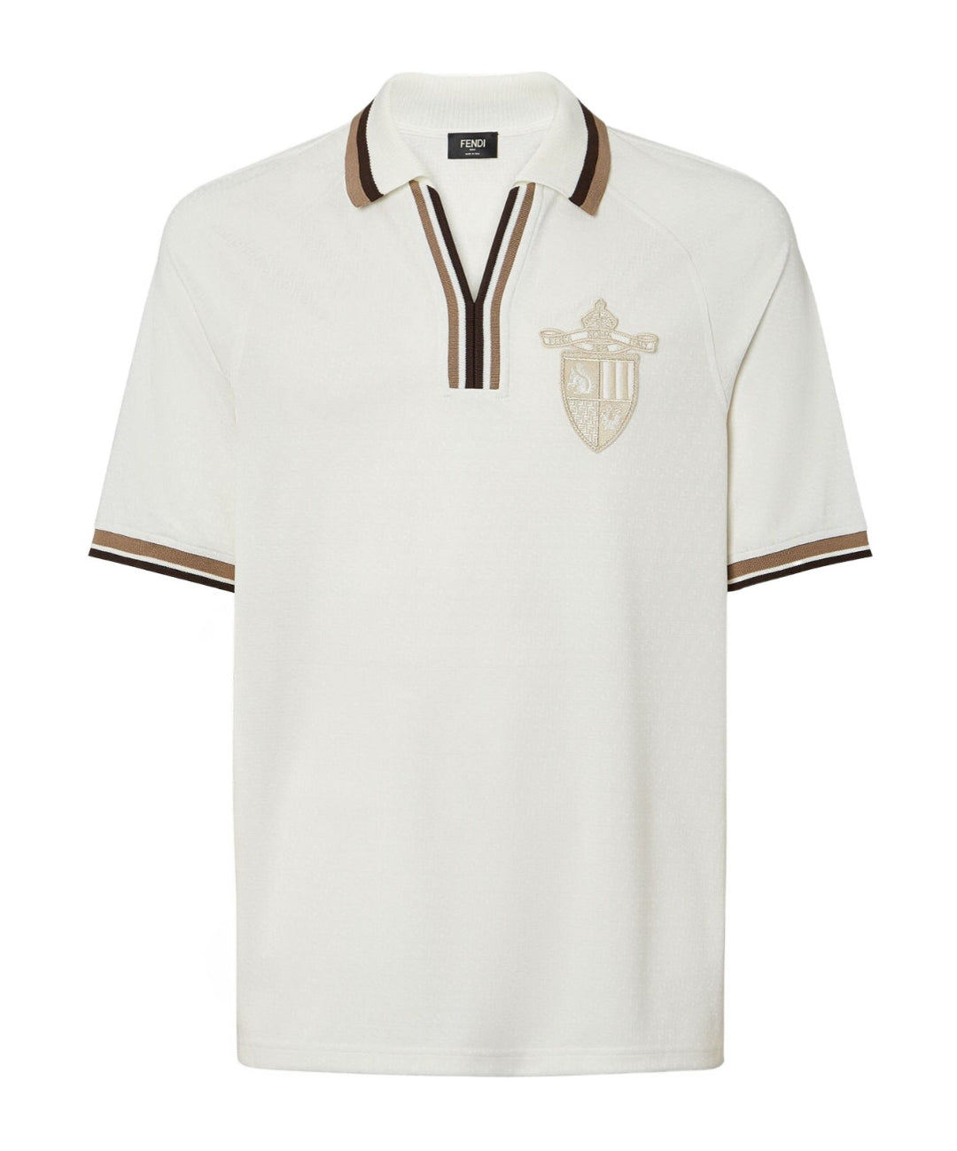 Fendi white jacquard polo shirt