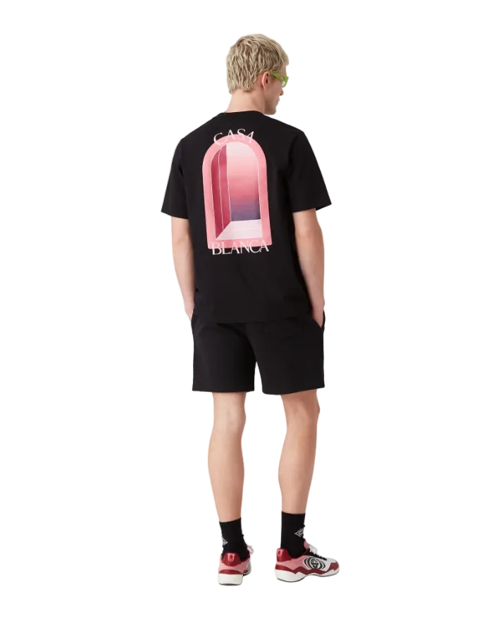 Casablanca Black & Pink Arches Short Sleeve T‑Shirt