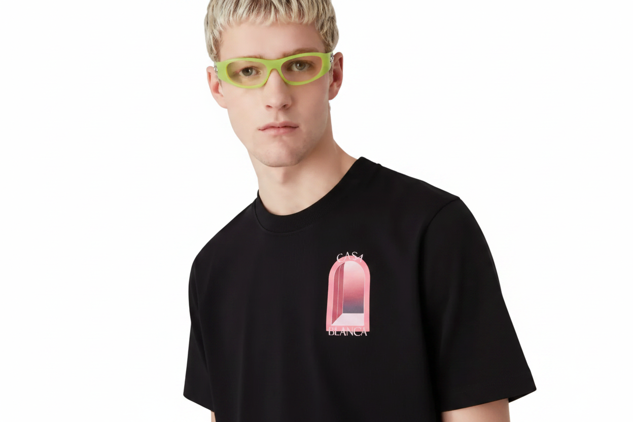 Casablanca Black & Pink Arches Short Sleeve T‑Shirt