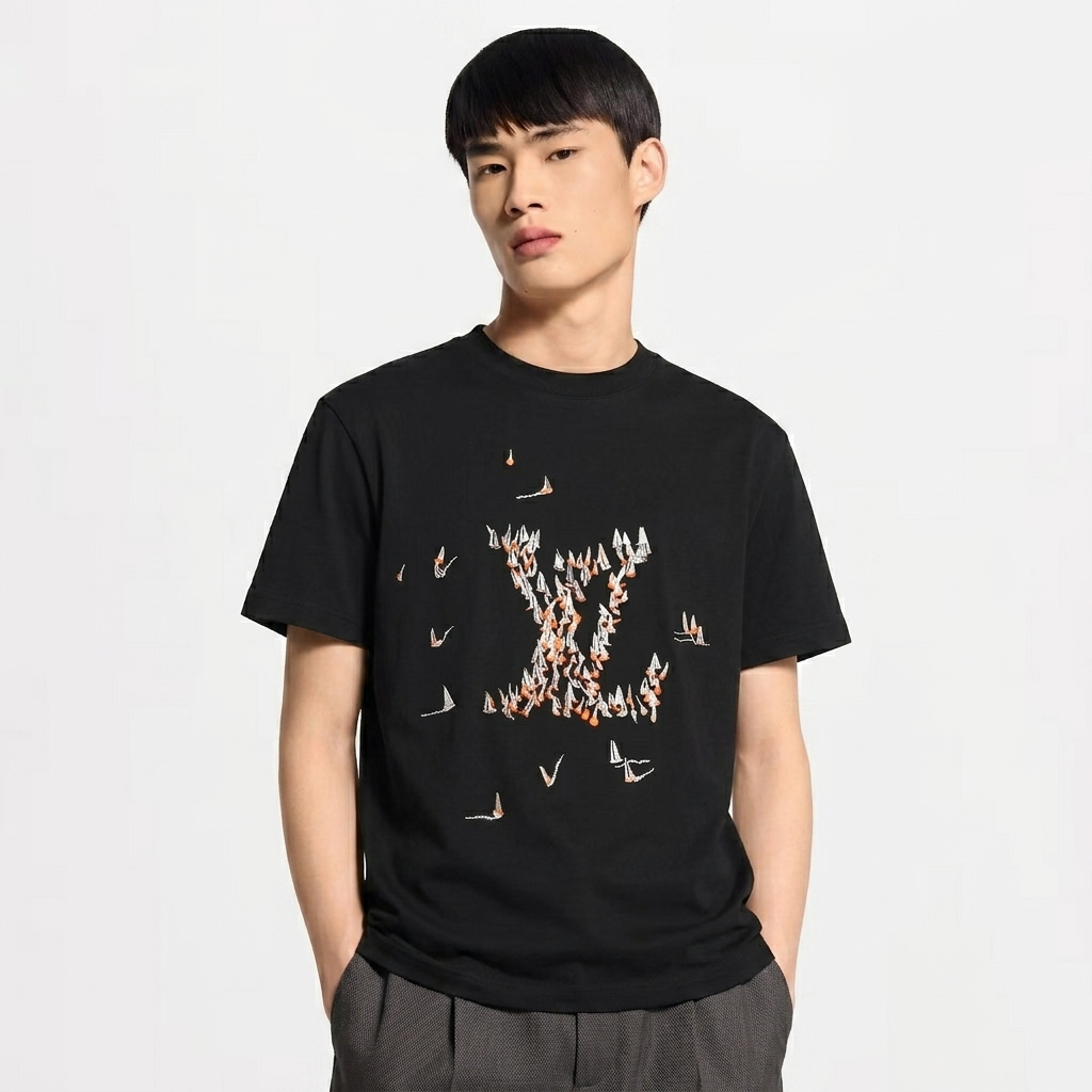 LV Embroidered Cotton T-Shirt