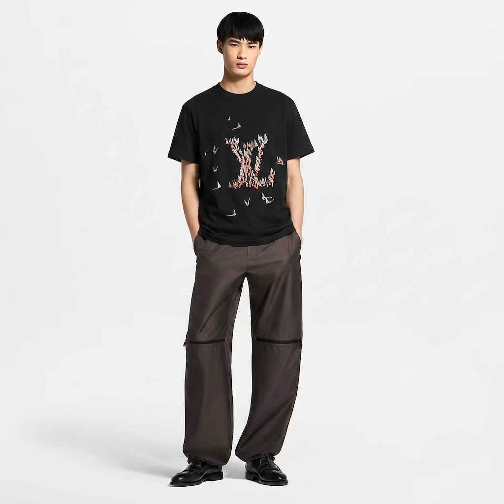LV Embroidered Cotton T-Shirt